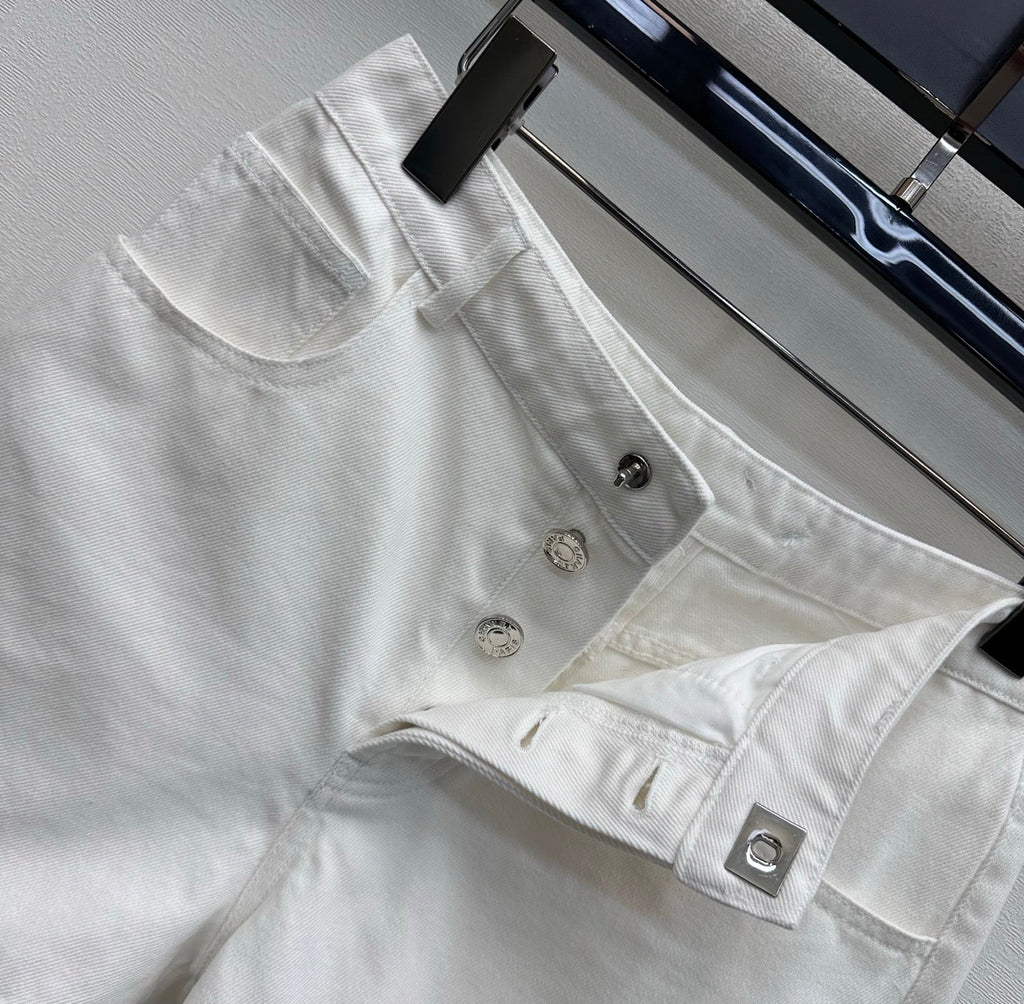Embroidered Backpack Button Denim Shorts