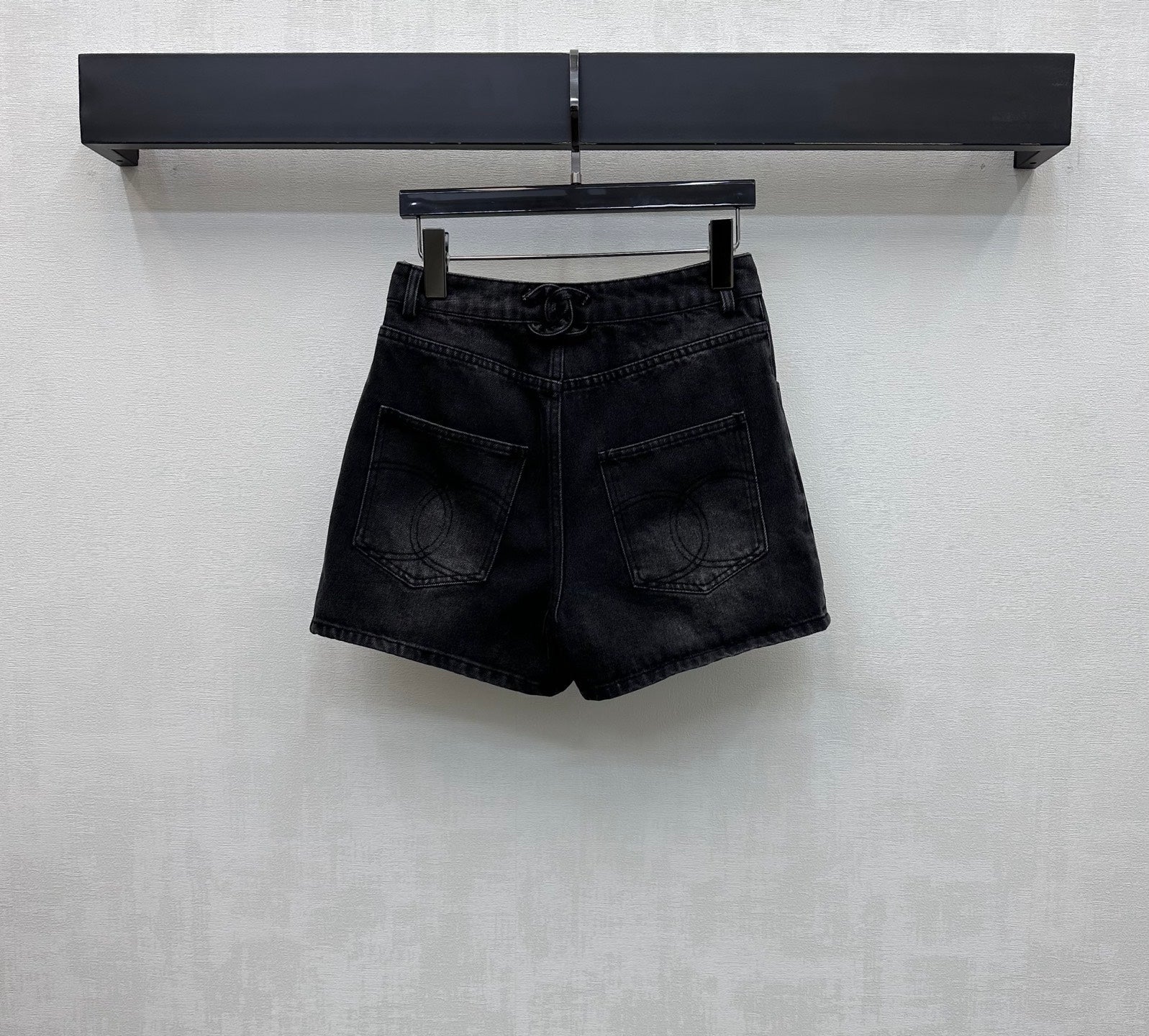 Embroidered Backpack Button Denim Shorts