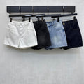 Embroidered Backpack Button Denim Shorts