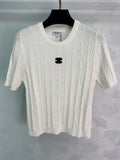 Embroidered Knit Short-Sleeve T-Shirt