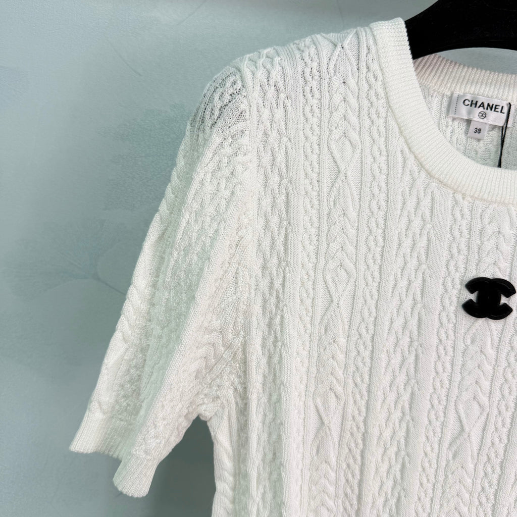 Embroidered Knit Short-Sleeve T-Shirt