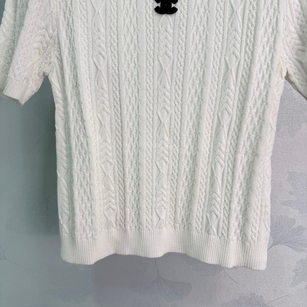 Embroidered Knit Short-Sleeve T-Shirt