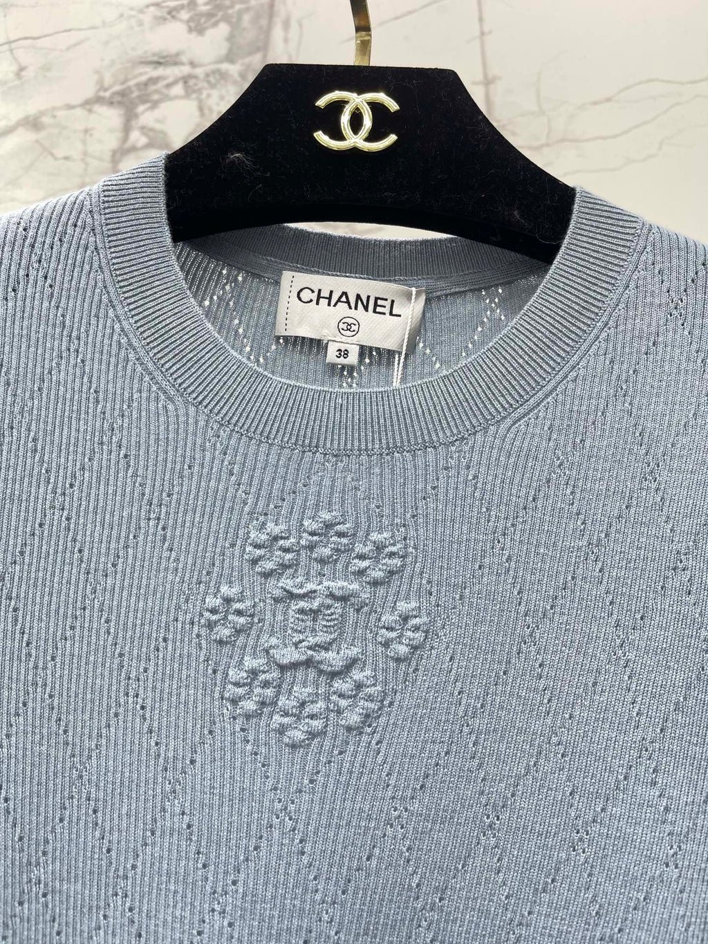 Floral-Embroidered Crew-Neck Knit Sweater