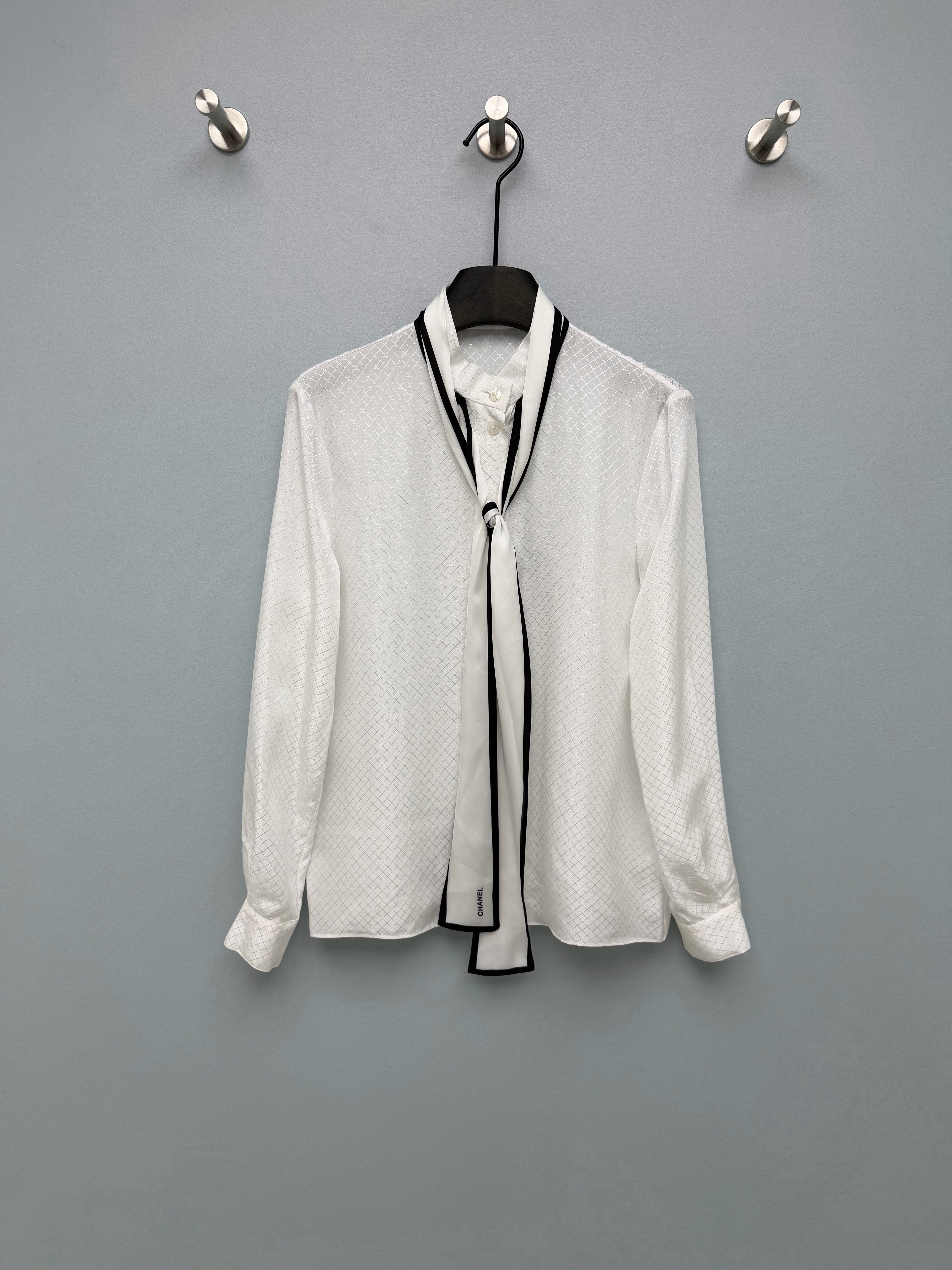Diamond Jacquard Silk Blouse