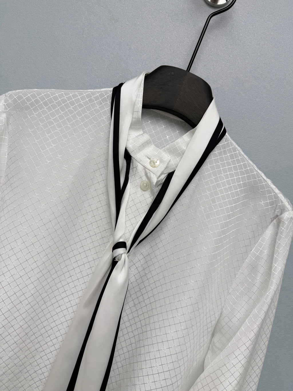 Diamond Jacquard Silk Blouse