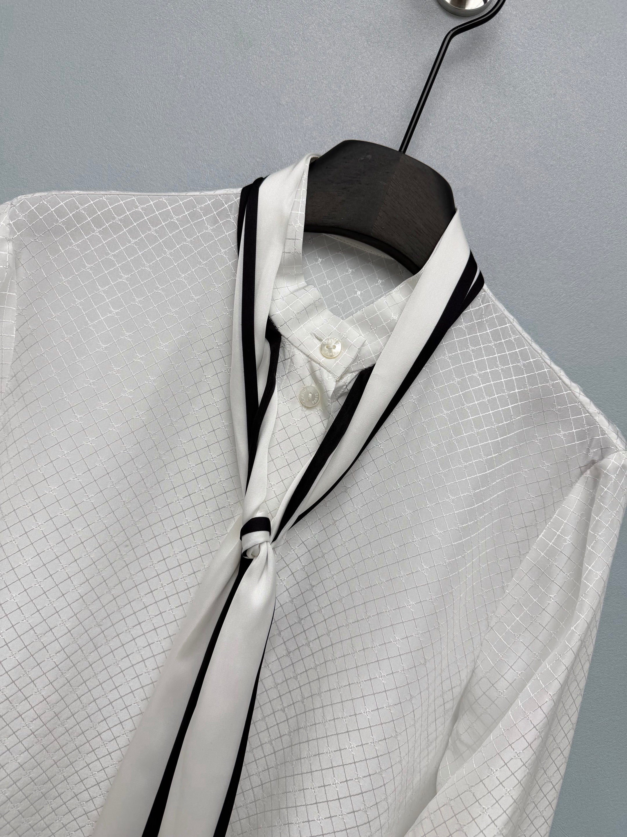 Diamond Jacquard Silk Blouse