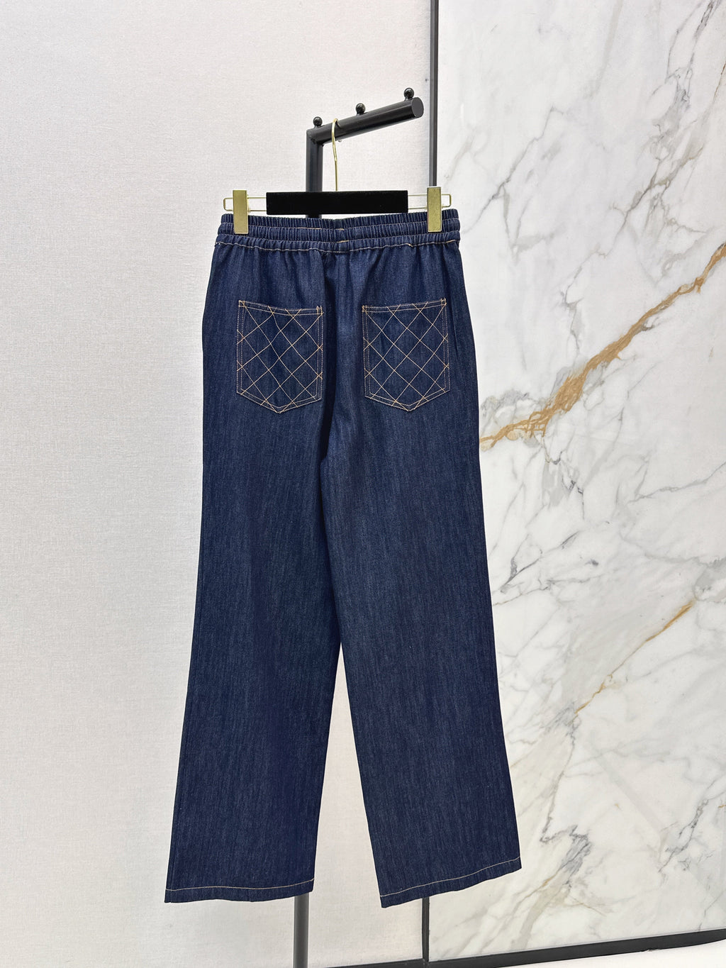 Raw-Denim Wide-Leg Jeans with Elastic Waist