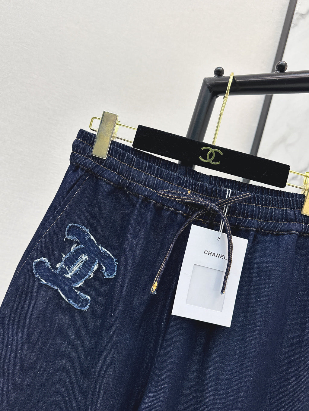 Raw-Denim Wide-Leg Jeans with Elastic Waist