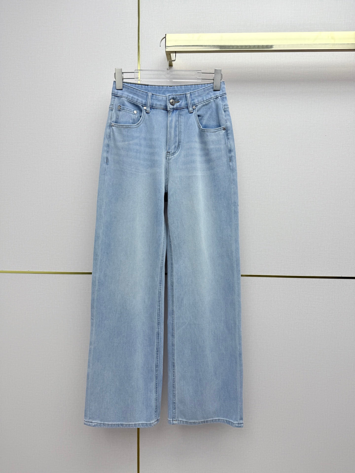 Straight-leg denim trousers