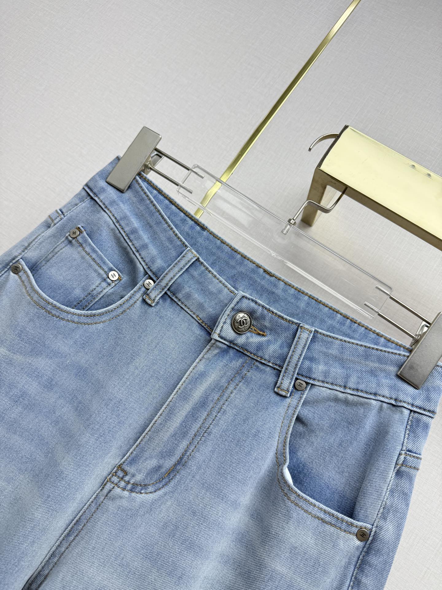 Straight-leg denim trousers