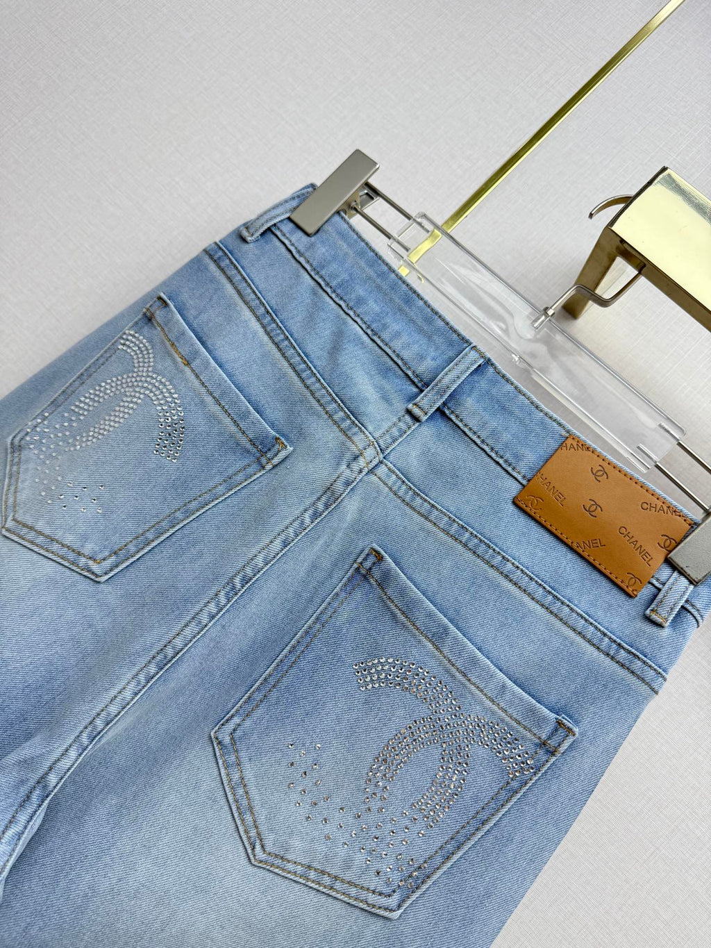 Straight-leg denim trousers