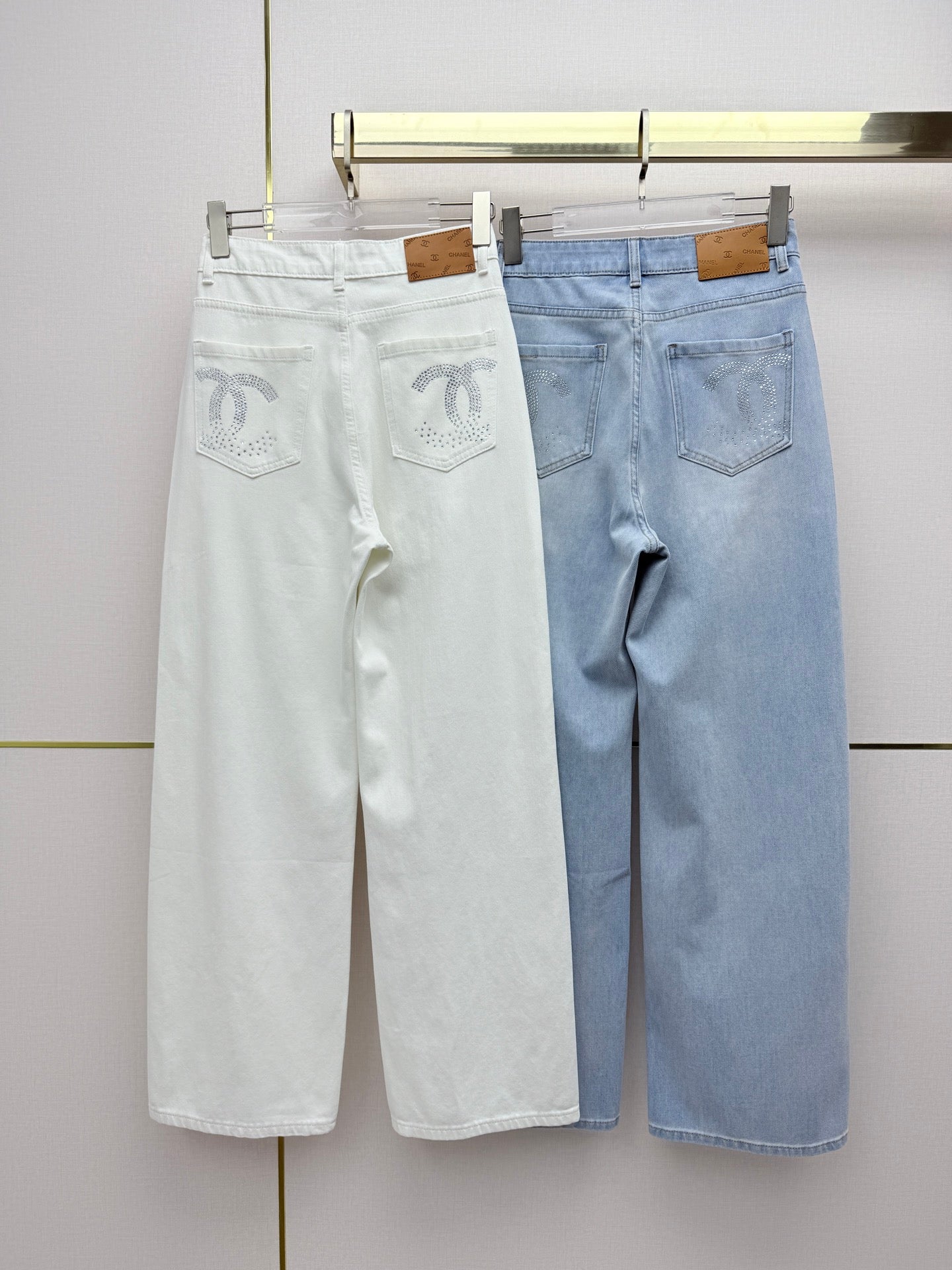 Straight-leg denim trousers