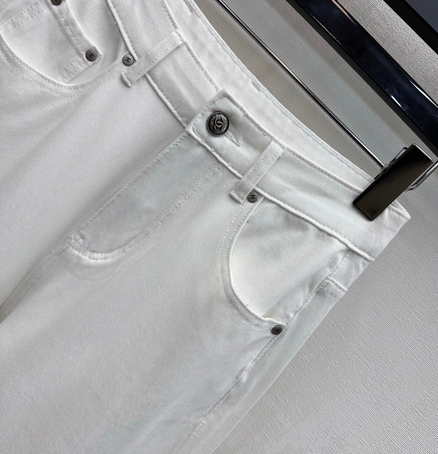 Rhinestone-Embellished Straight-Leg Denim Trousers
