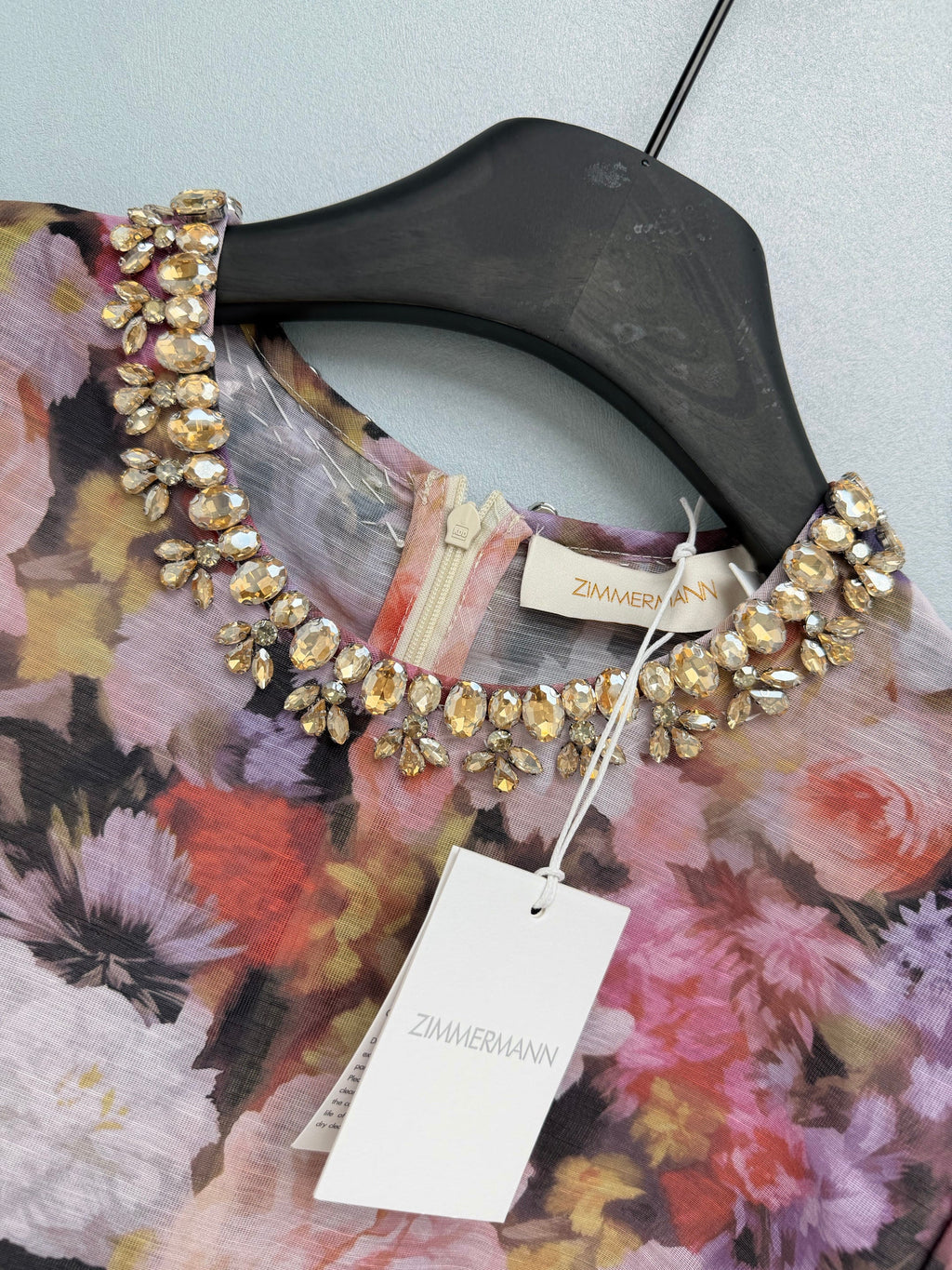 Waist-Cinching Dress with Hand-Beaded Crystal Embellished Neckline
