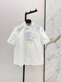 Short-Sleeve Shirt with Ruffled Trim