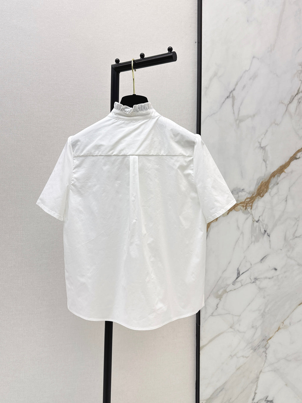 Short-Sleeve Shirt with Ruffled Trim
