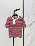 Striped Short-Sleeve Shirt with Half-Placket