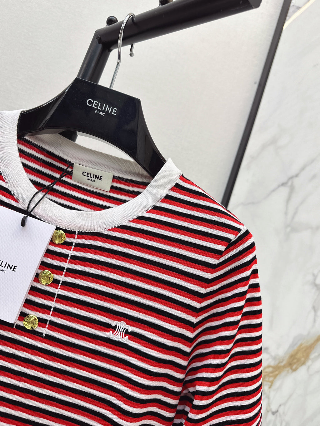 Striped Short-Sleeve Shirt with Half-Placket