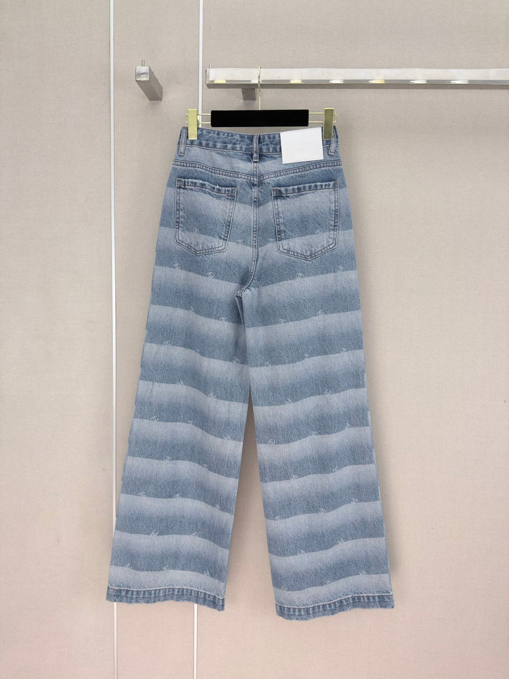 Logo-Striped Wide-Leg Denim Pants