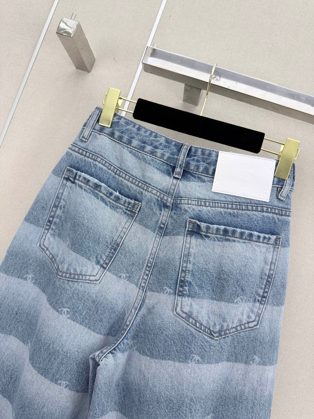 Logo-Striped Wide-Leg Denim Pants