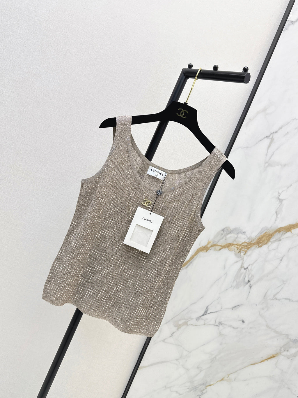 Rhinestone-Embellished Knit Vest