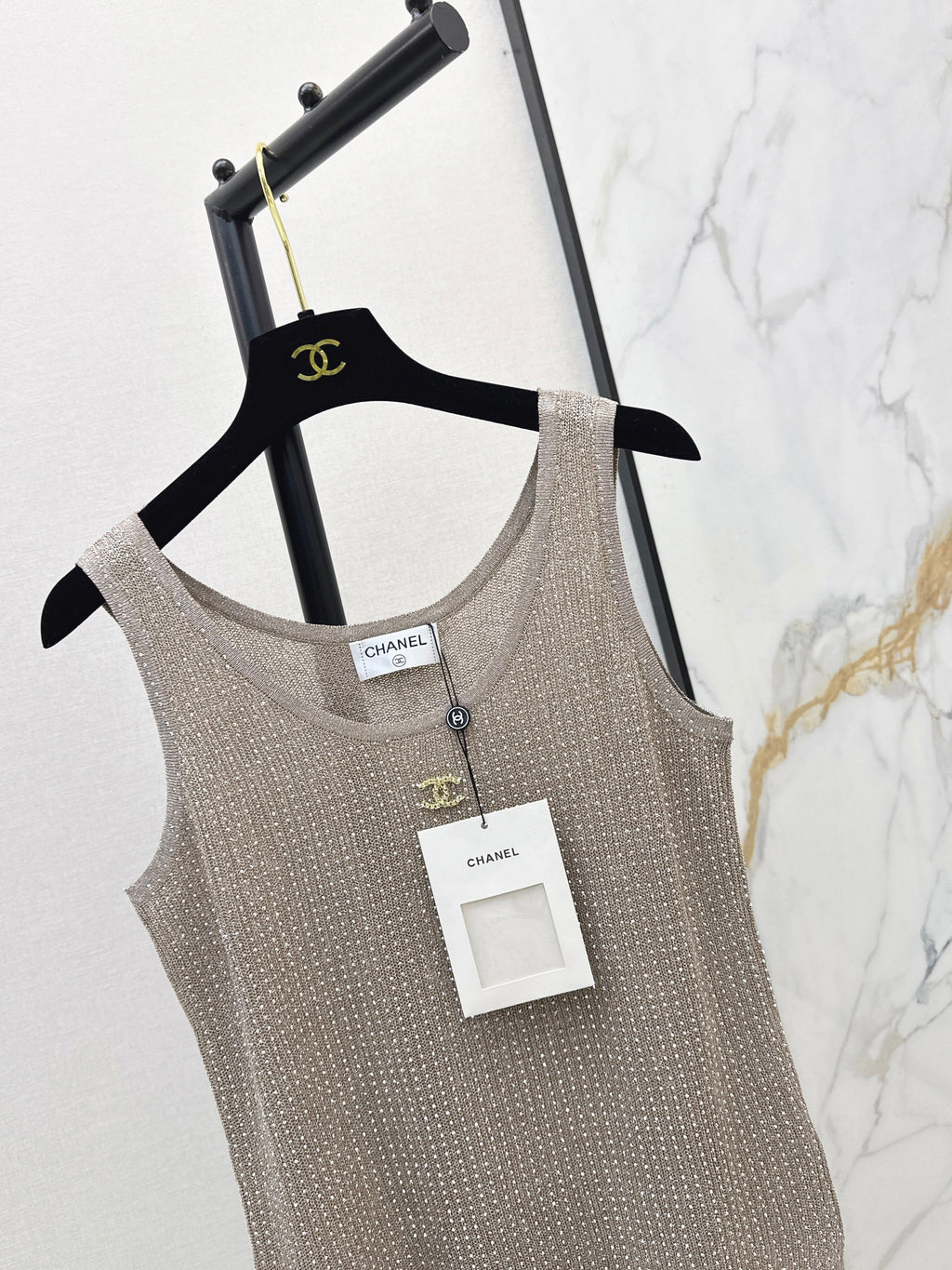 Rhinestone-Embellished Knit Vest