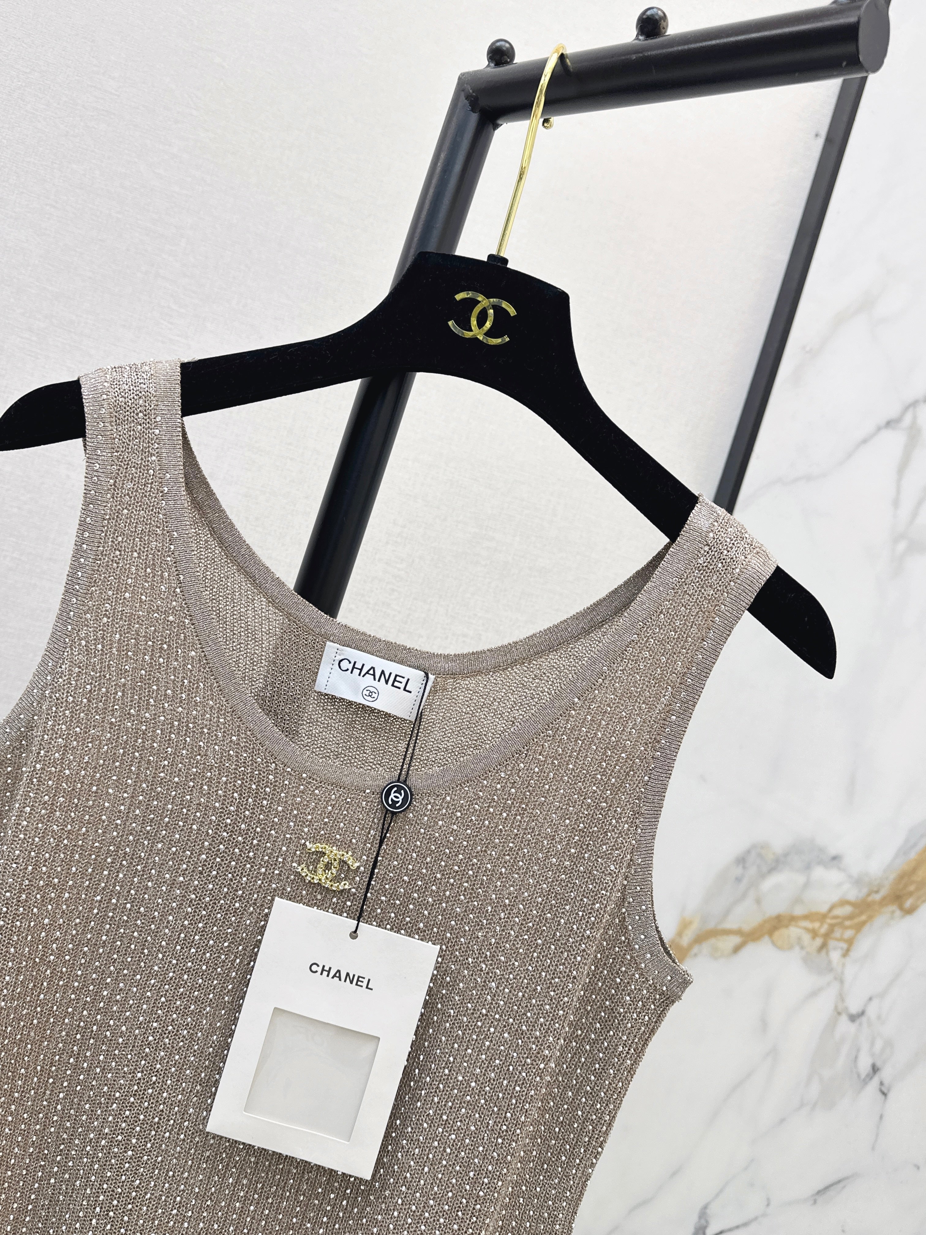 Rhinestone-Embellished Knit Vest