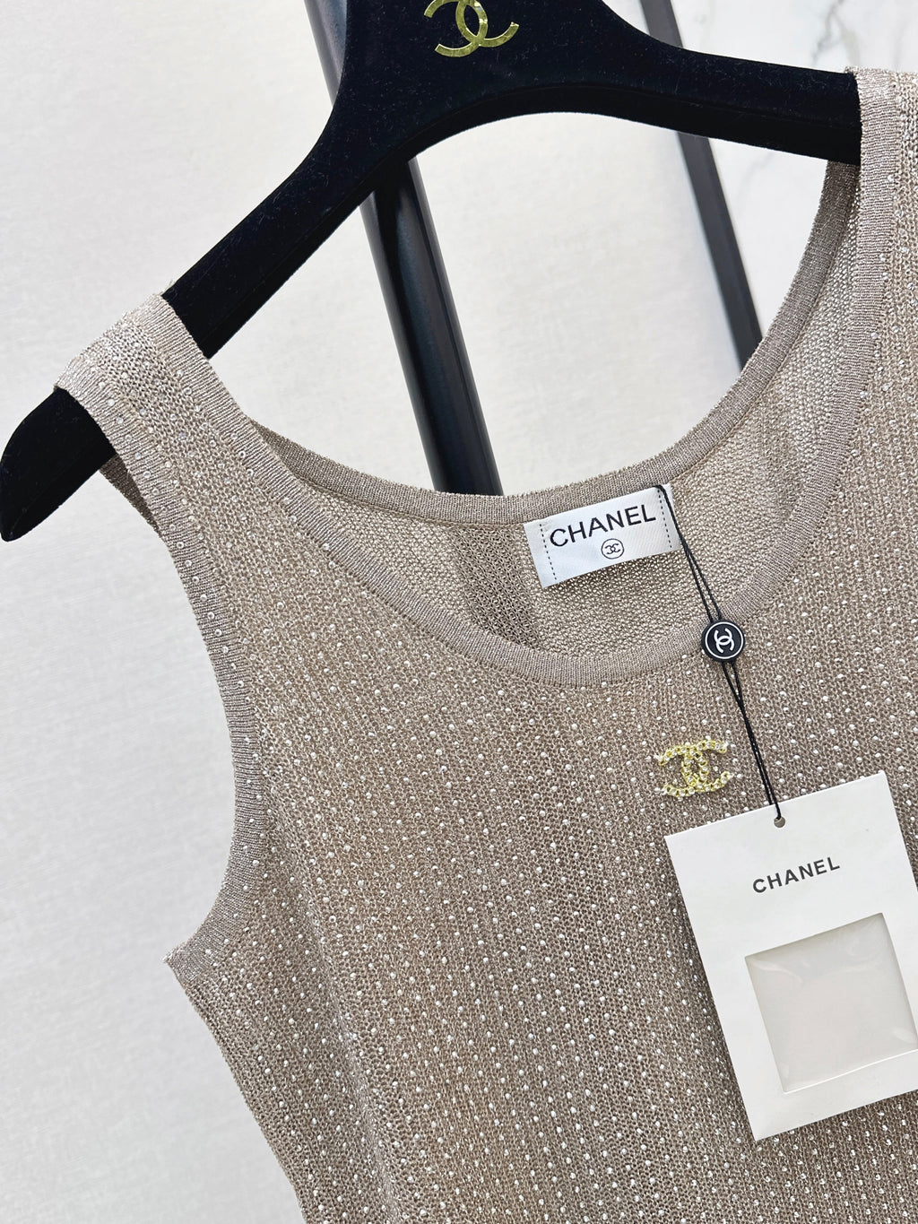 Rhinestone-Embellished Knit Vest
