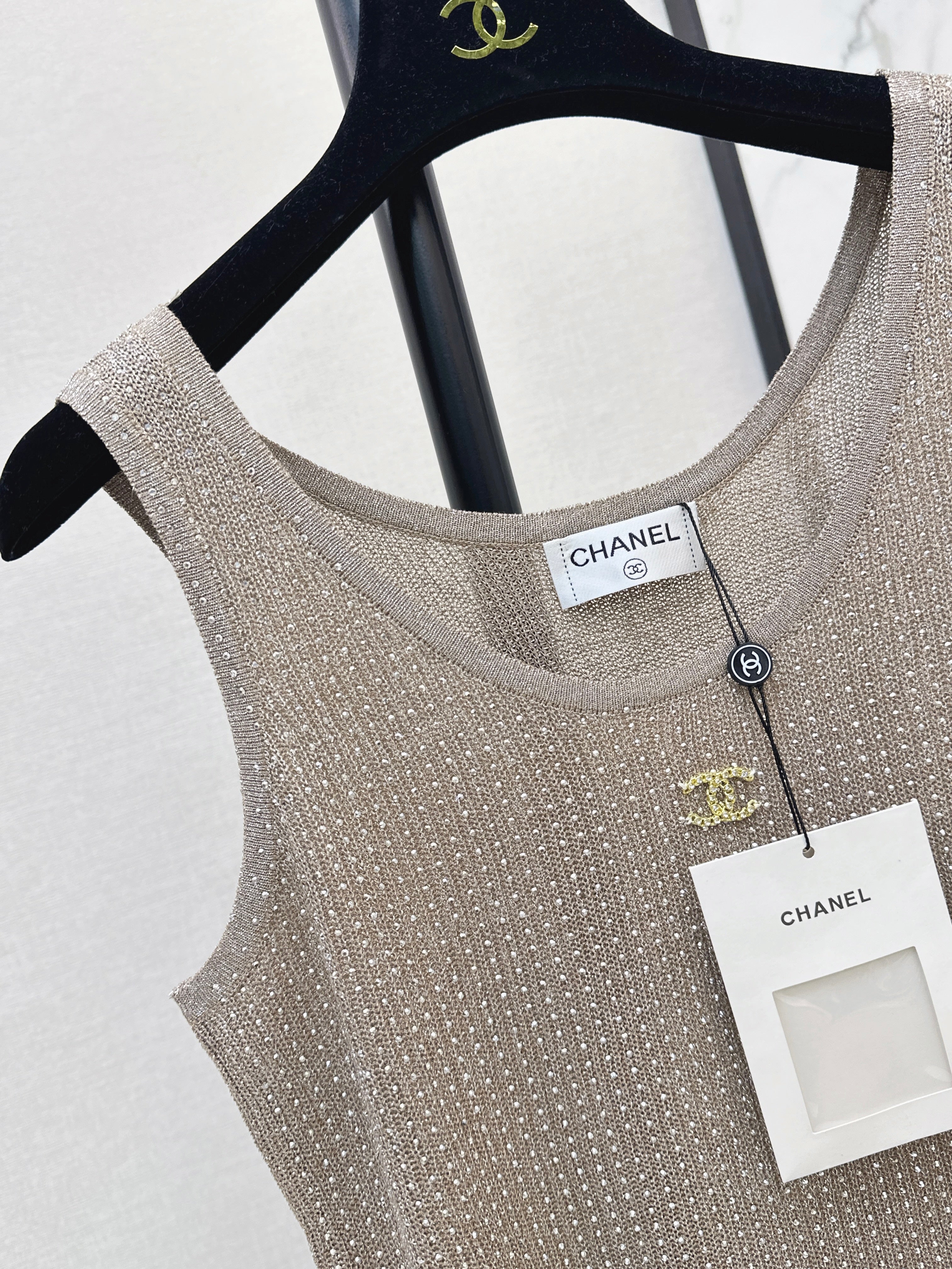Rhinestone-Embellished Knit Vest