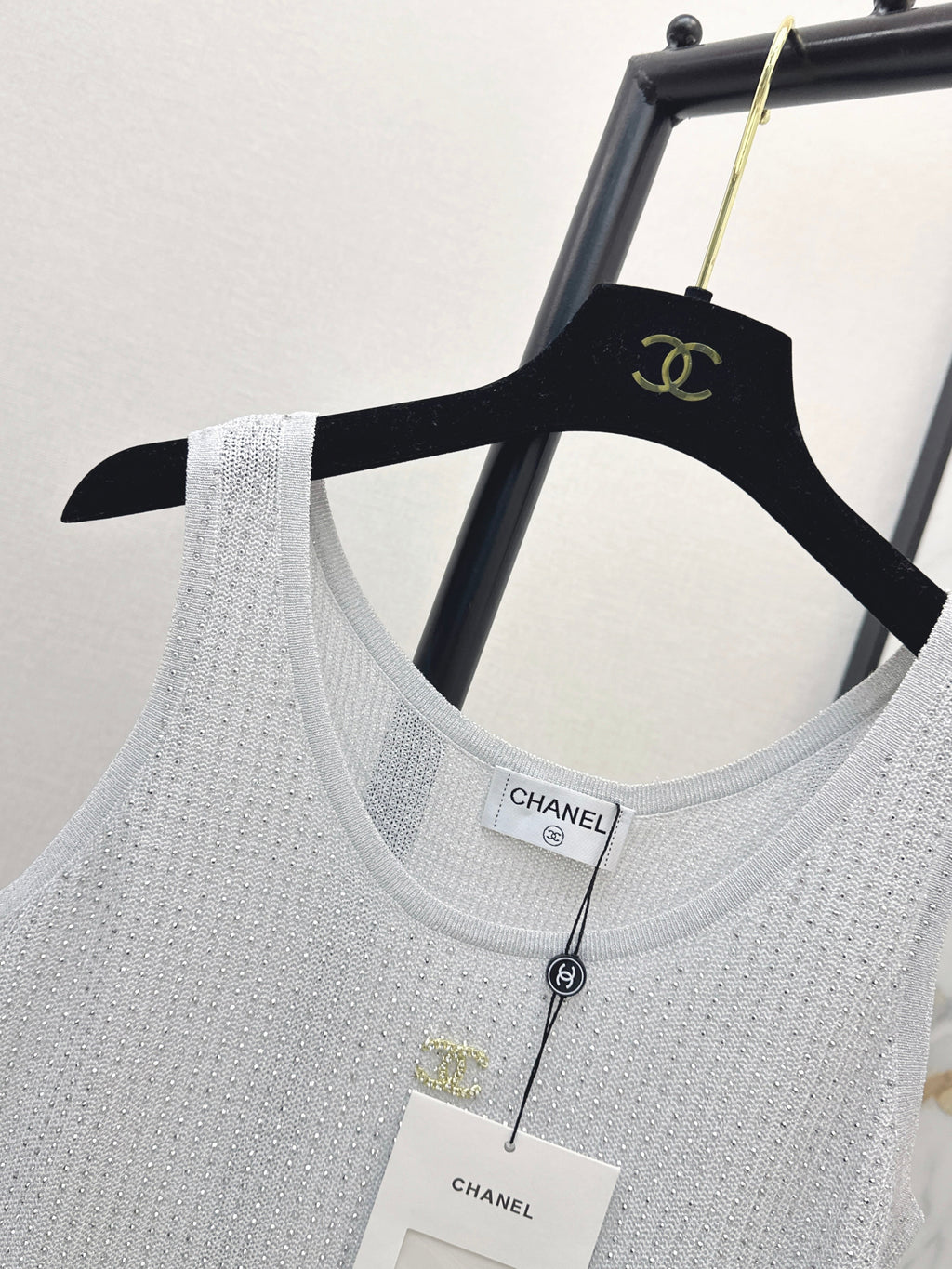 Rhinestone-Embellished Knit Vest