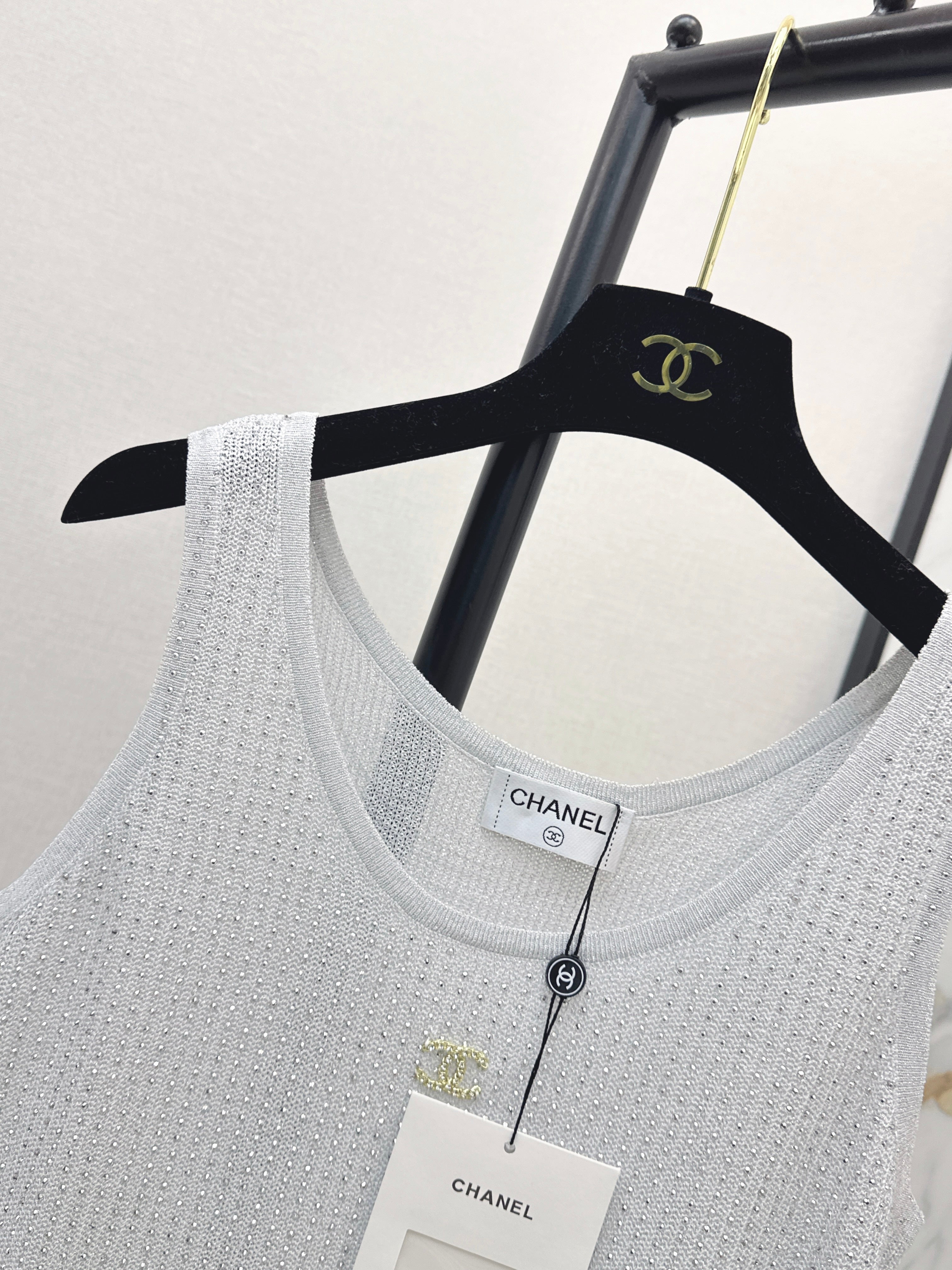 Rhinestone-Embellished Knit Vest