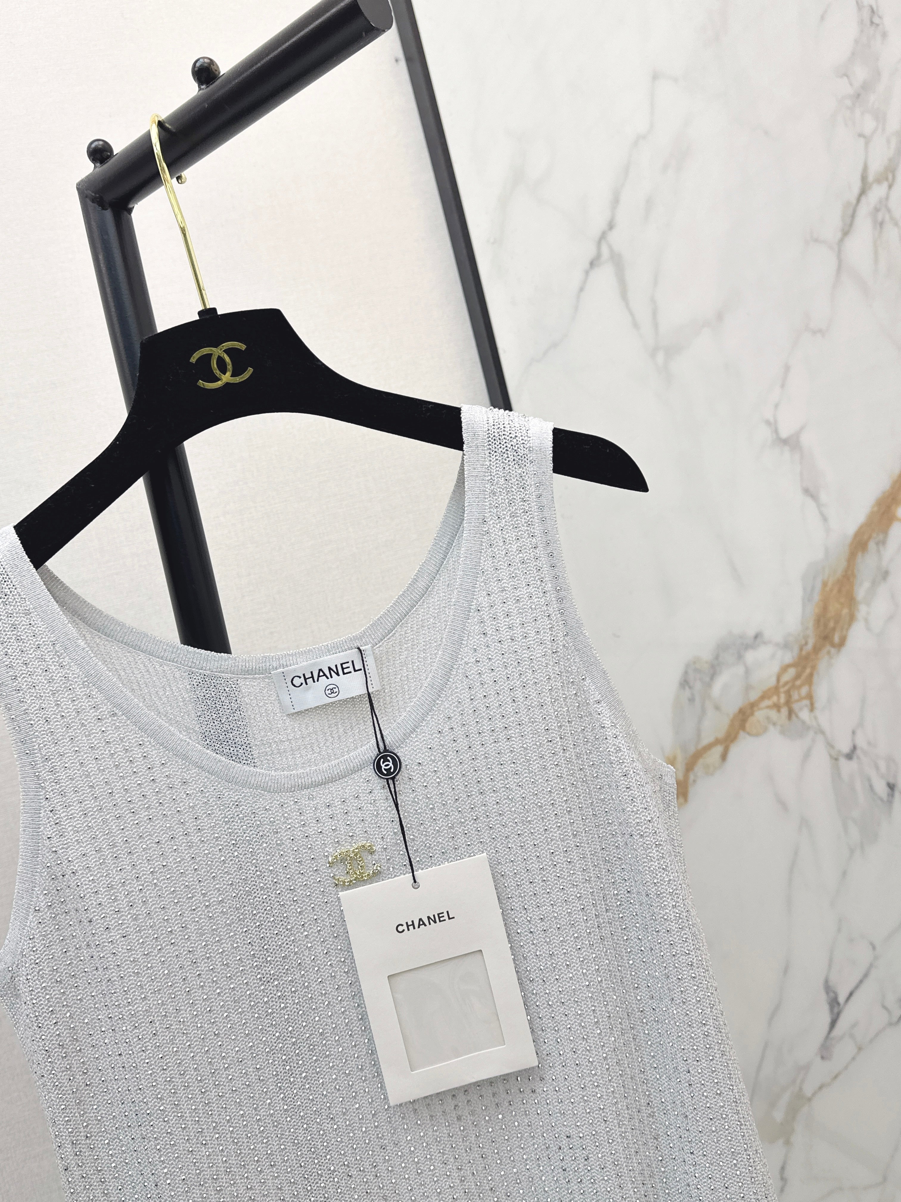 Rhinestone-Embellished Knit Vest