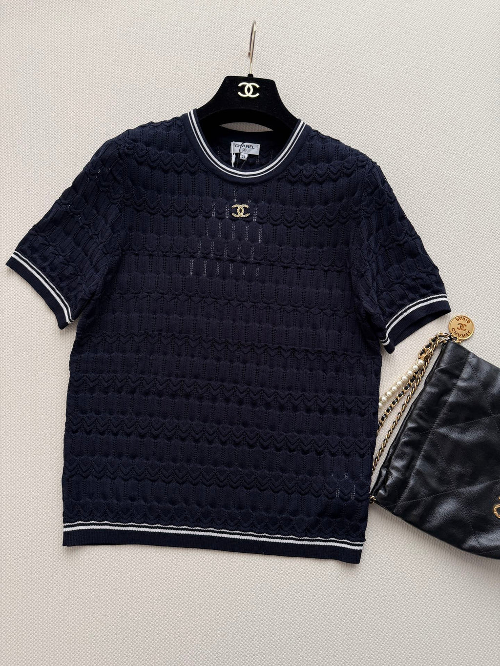Open-Knit Short-Sleeve Top