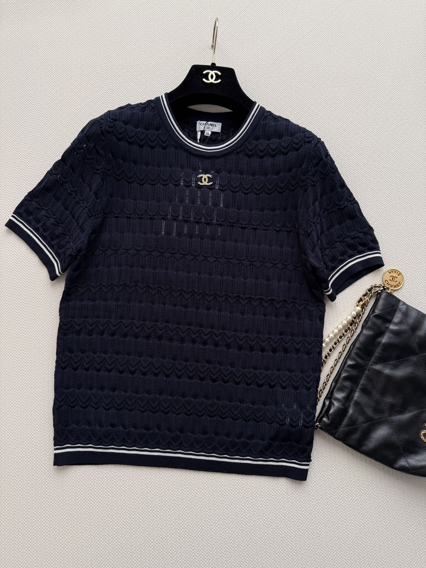 Open-Knit Short-Sleeve Top
