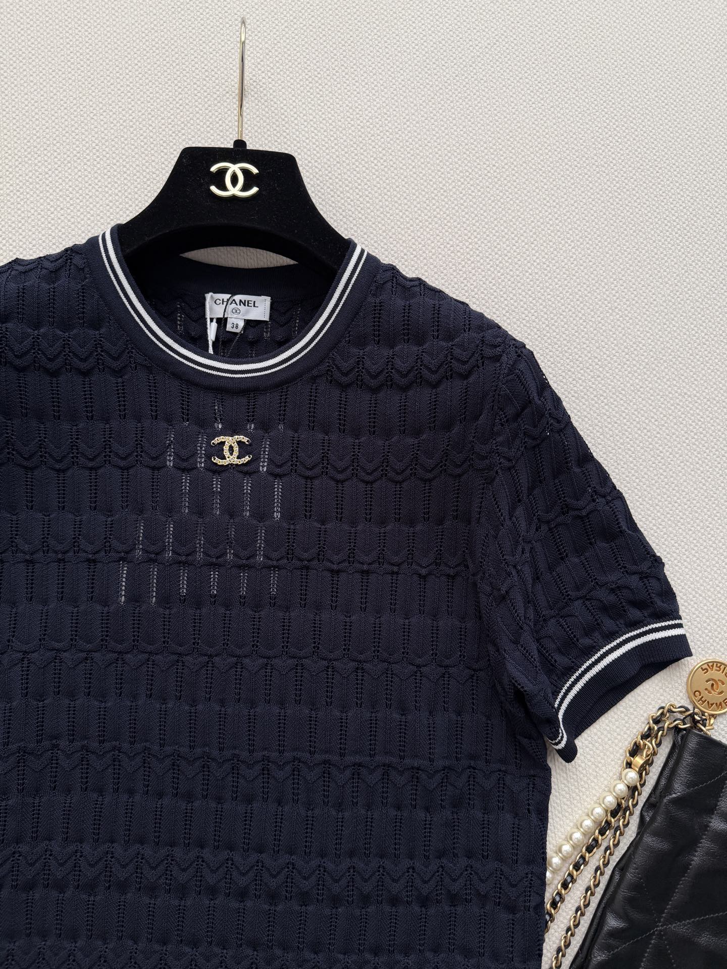 Open-Knit Short-Sleeve Top
