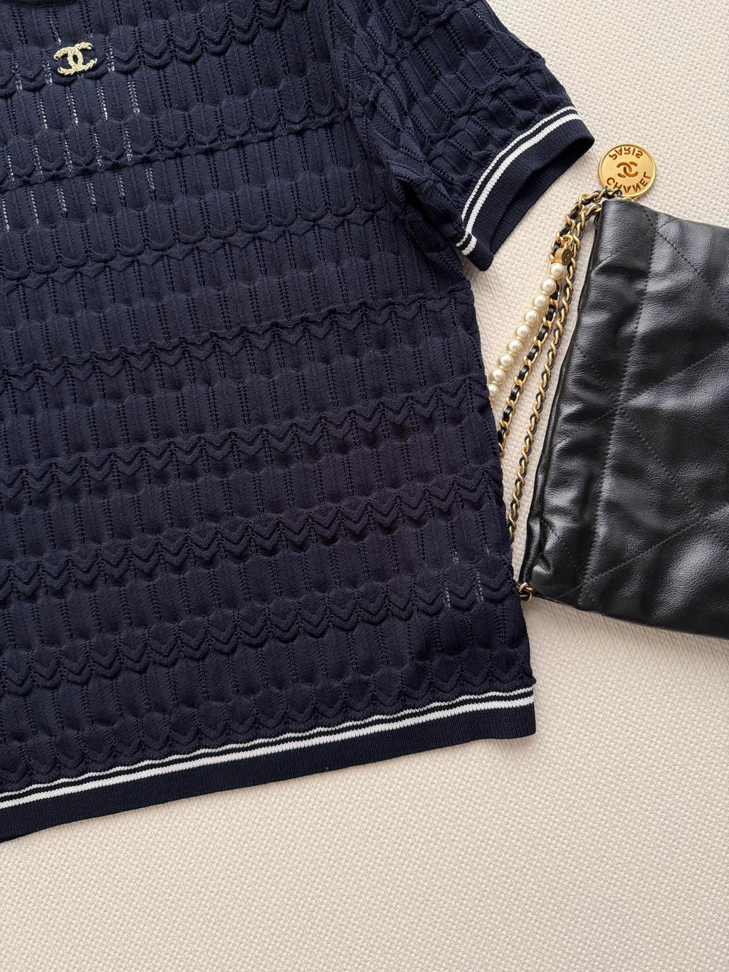 Open-Knit Short-Sleeve Top