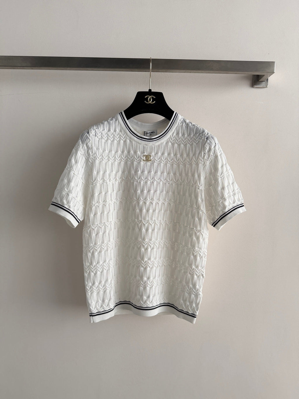 Open-Knit Short-Sleeve Top