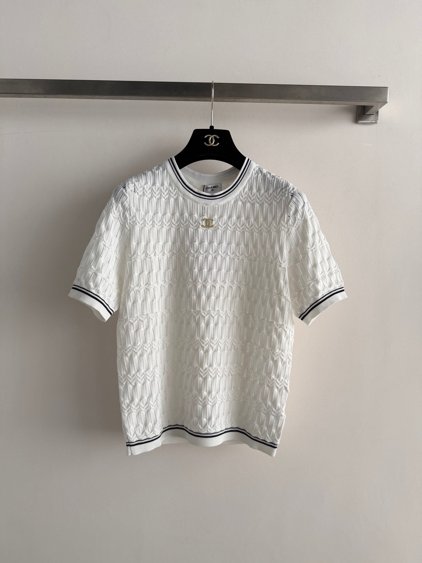Open-Knit Short-Sleeve Top