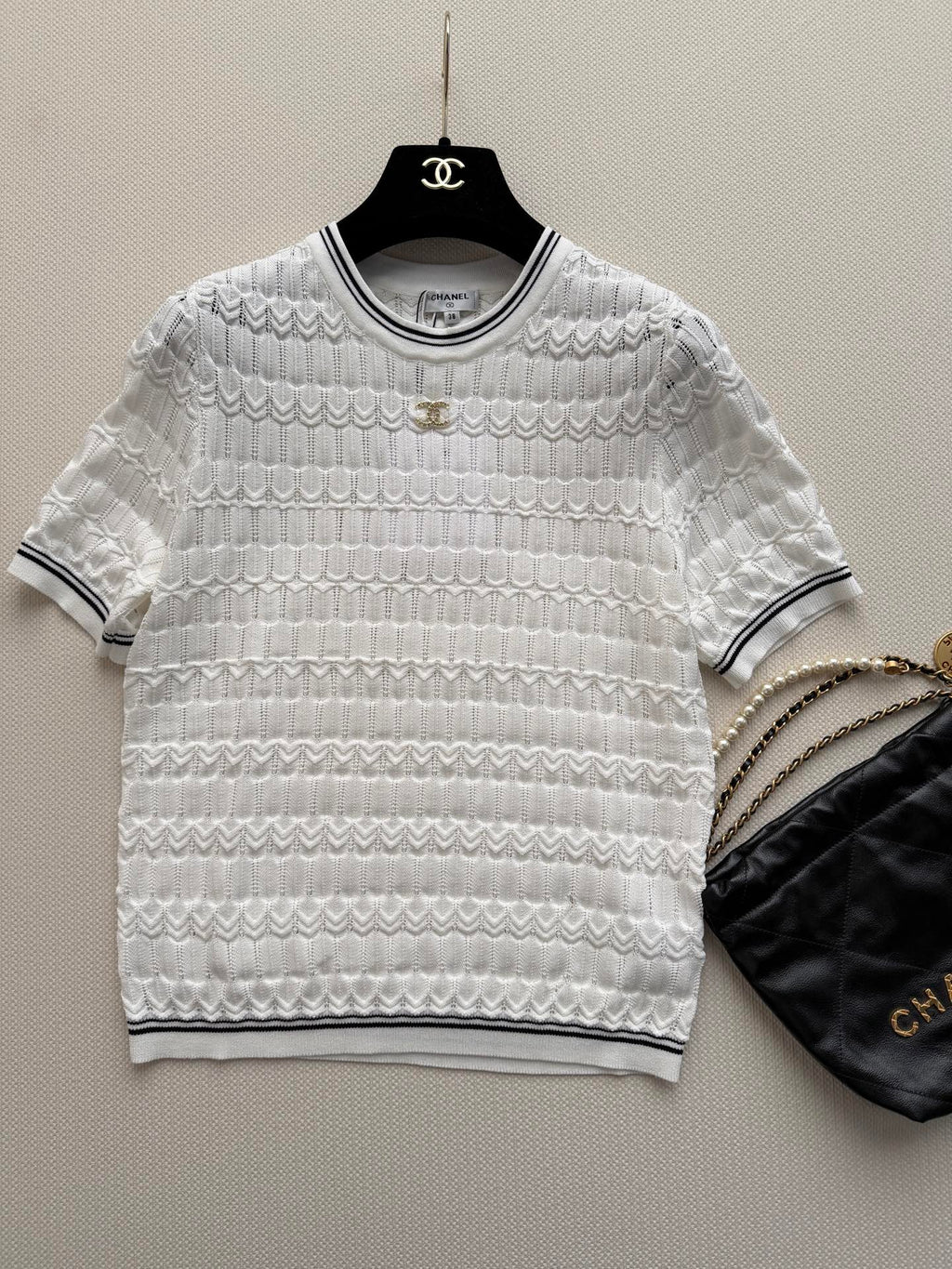 Open-Knit Short-Sleeve Top