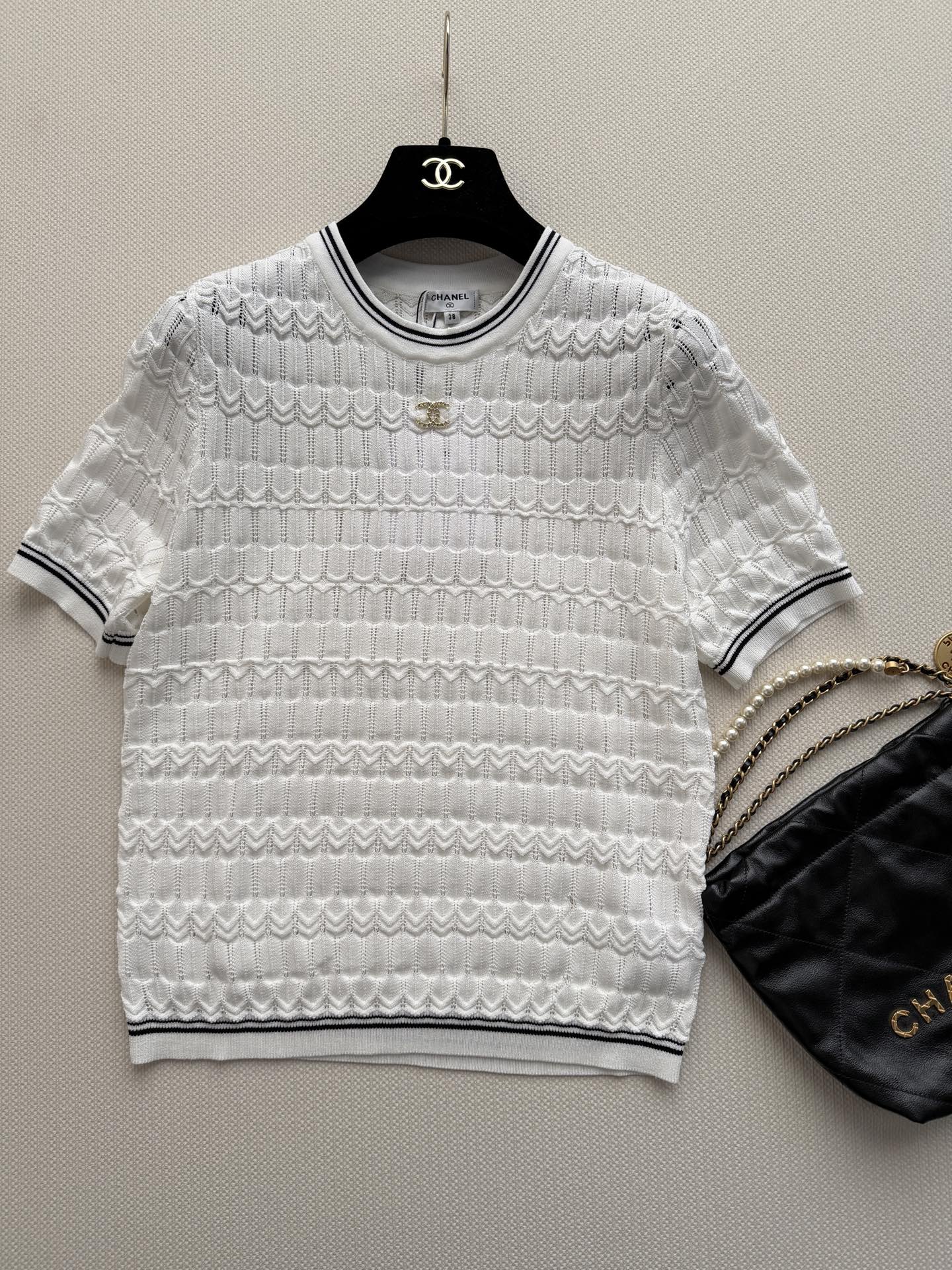 Open-Knit Short-Sleeve Top