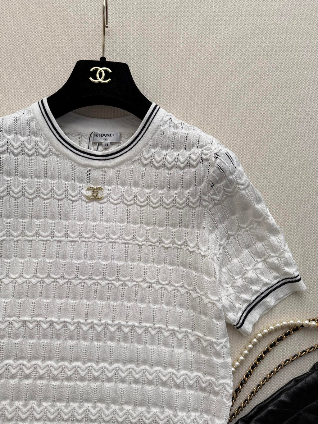 Open-Knit Short-Sleeve Top