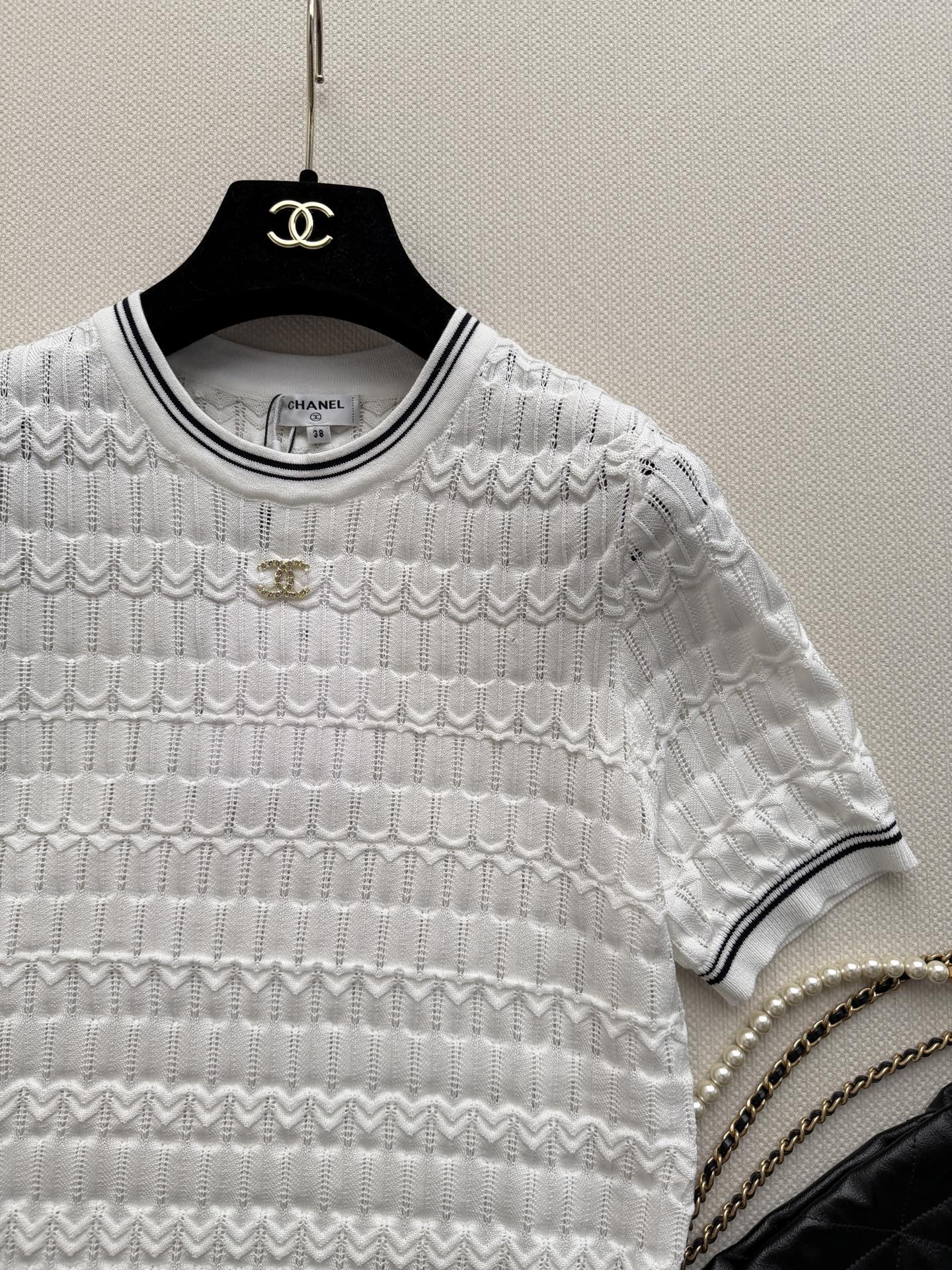 Open-Knit Short-Sleeve Top