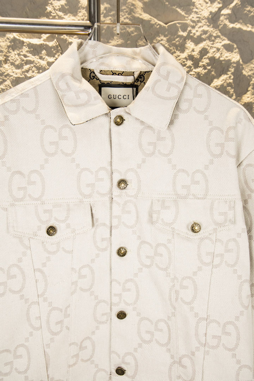 Ivory White Jacquard Denim Jacket