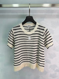 Striped Knit Short-Sleeve T-Shirt