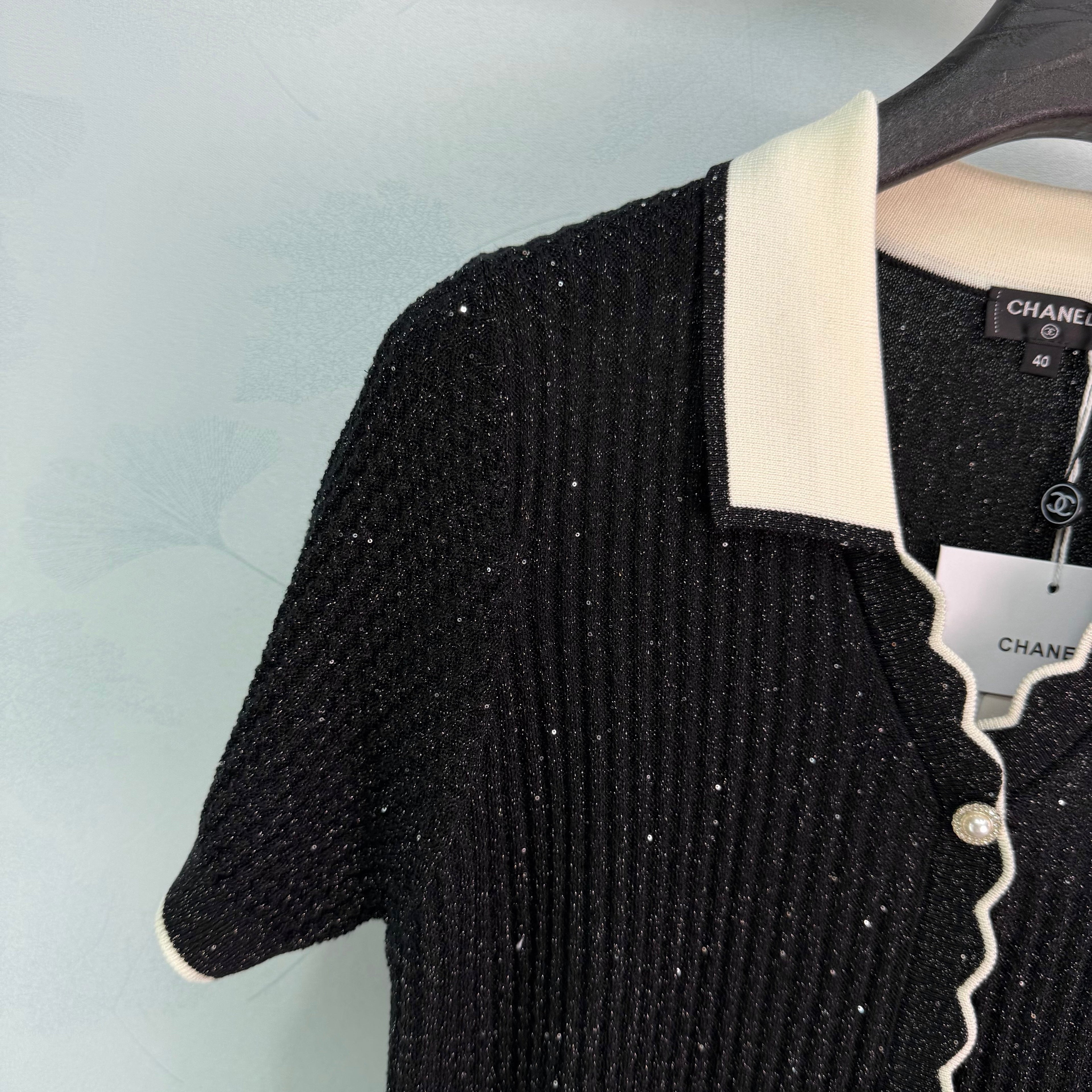 Collared Knit Short-Sleeve Cardigan