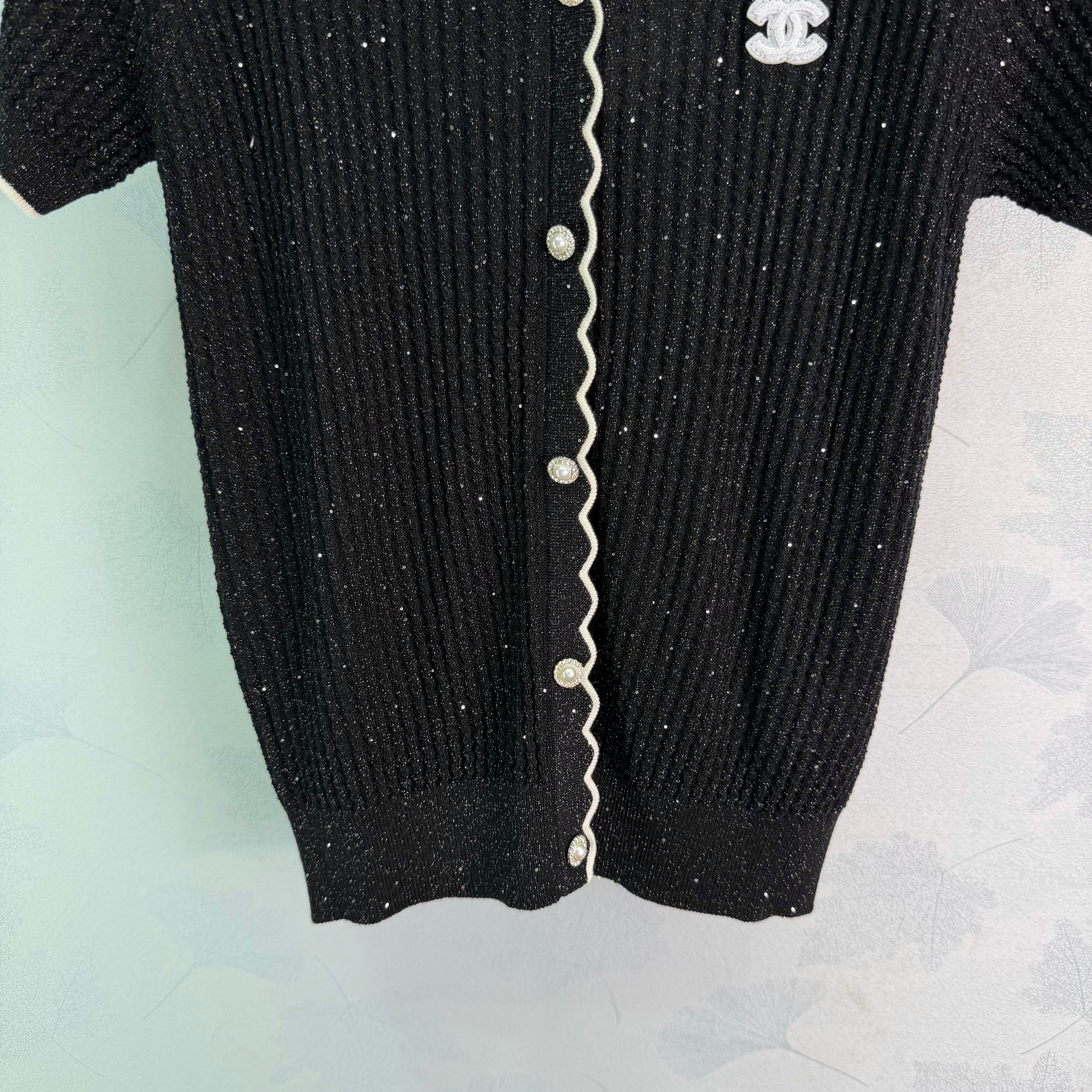 Collared Knit Short-Sleeve Cardigan