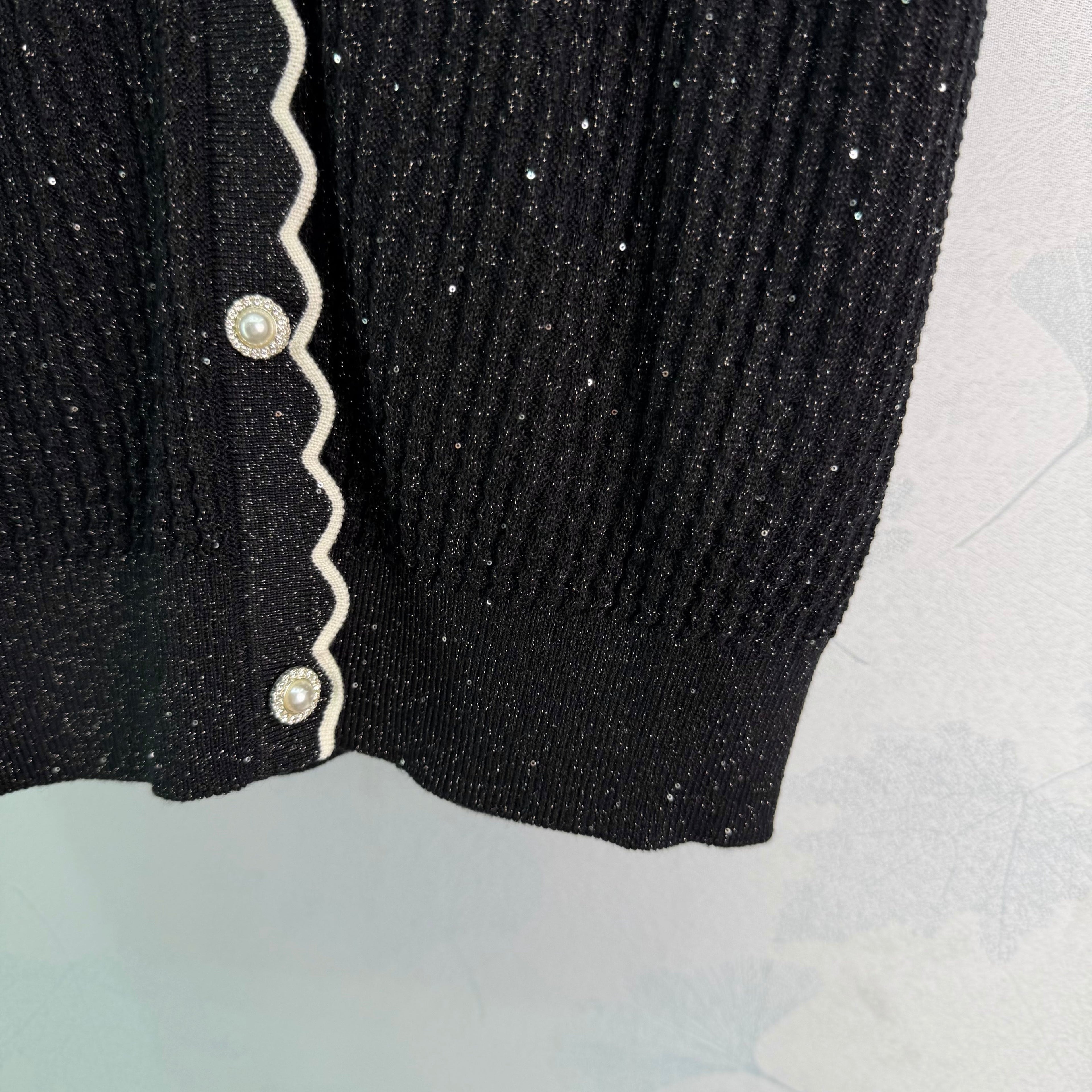 Collared Knit Short-Sleeve Cardigan