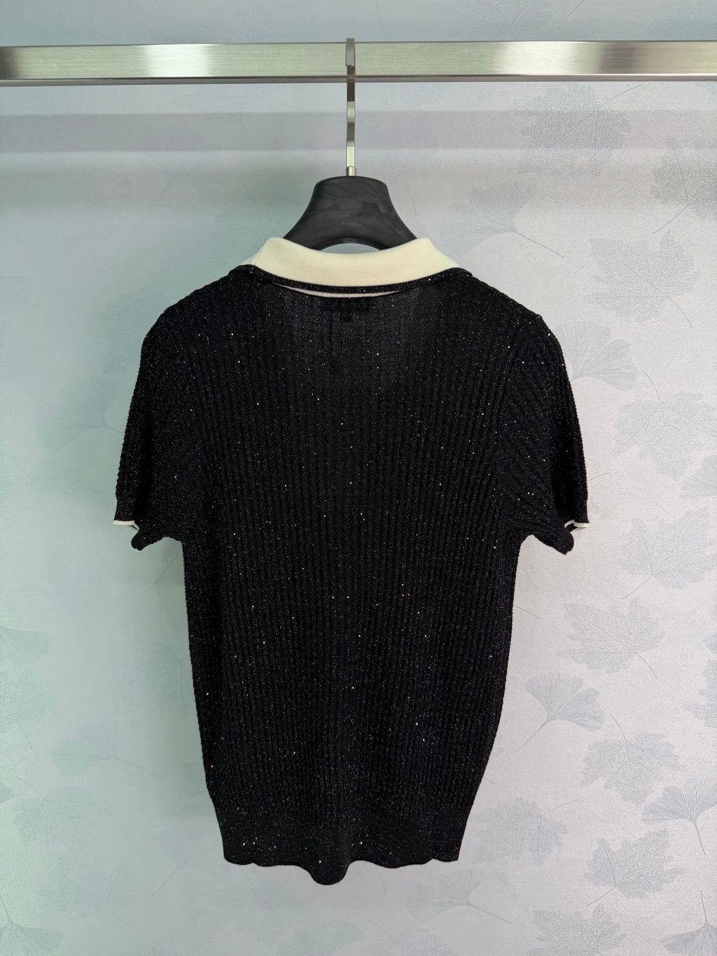 Collared Knit Short-Sleeve Cardigan