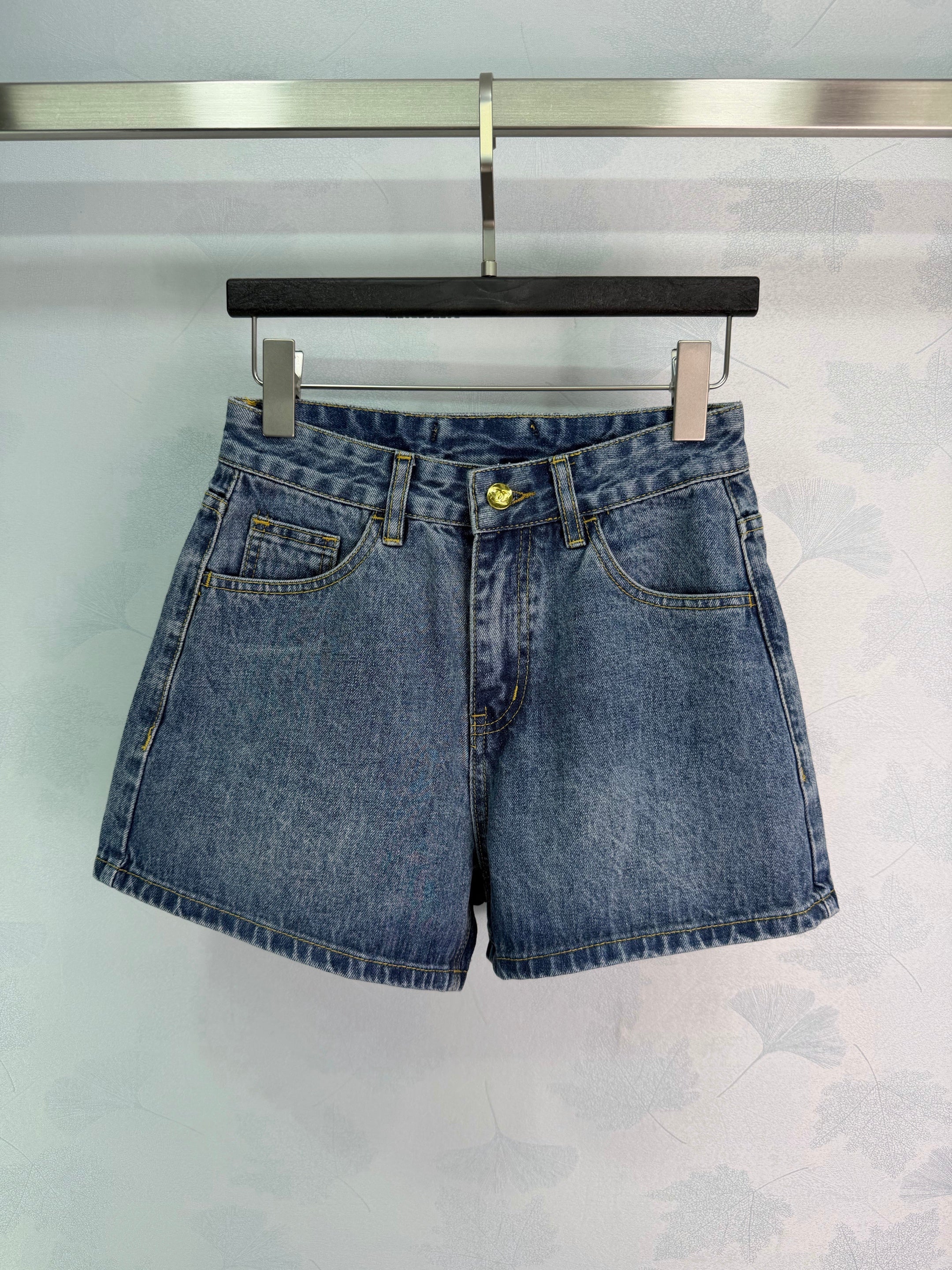 High-waisted denim shorts