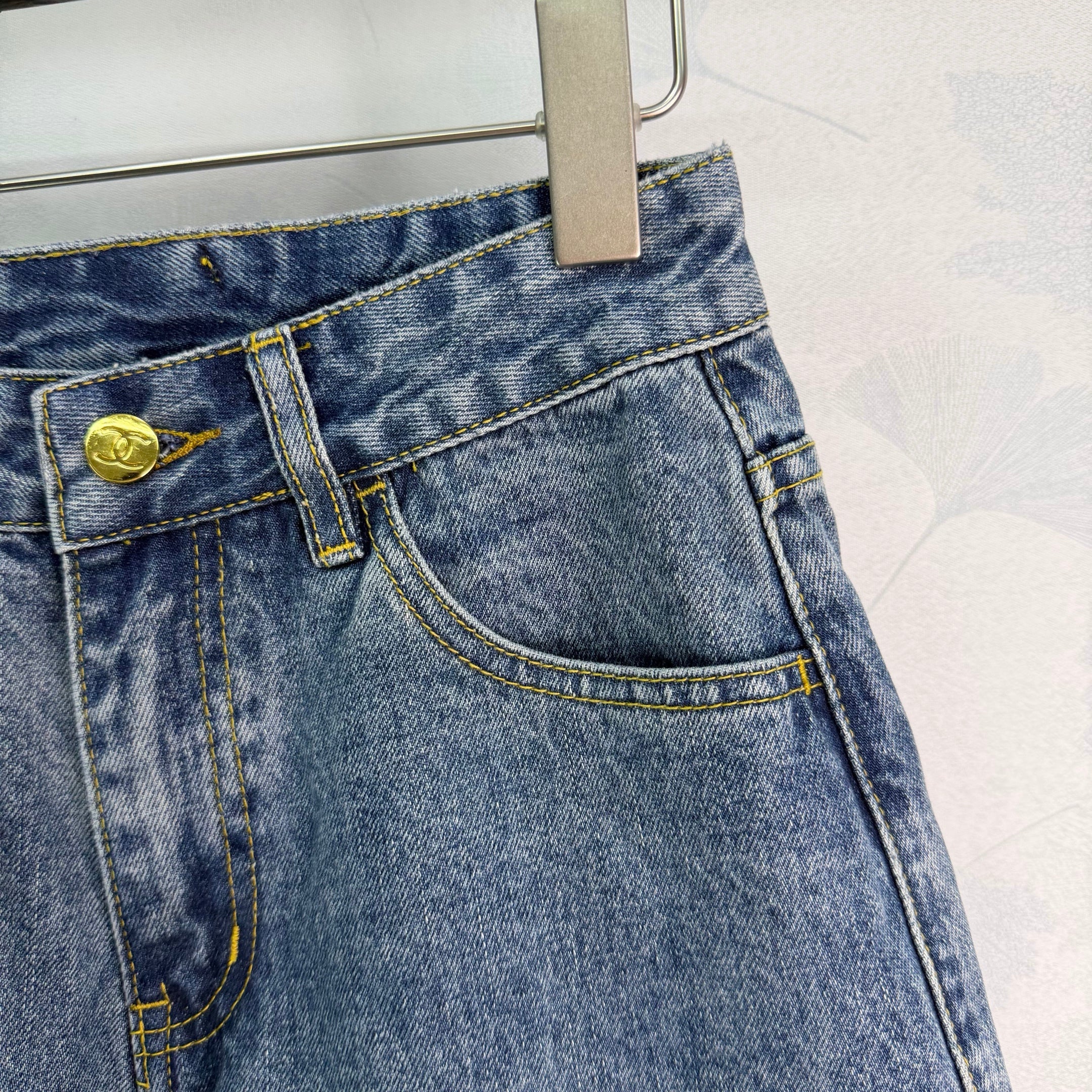 High-waisted denim shorts
